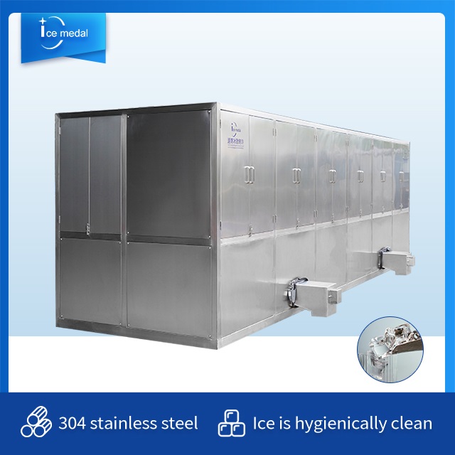 Icemedal Industrial Cube Ice Machine, 304 Stainless Steel Commercial Ice Machine Producing Hygienic Clean Ice Cubes