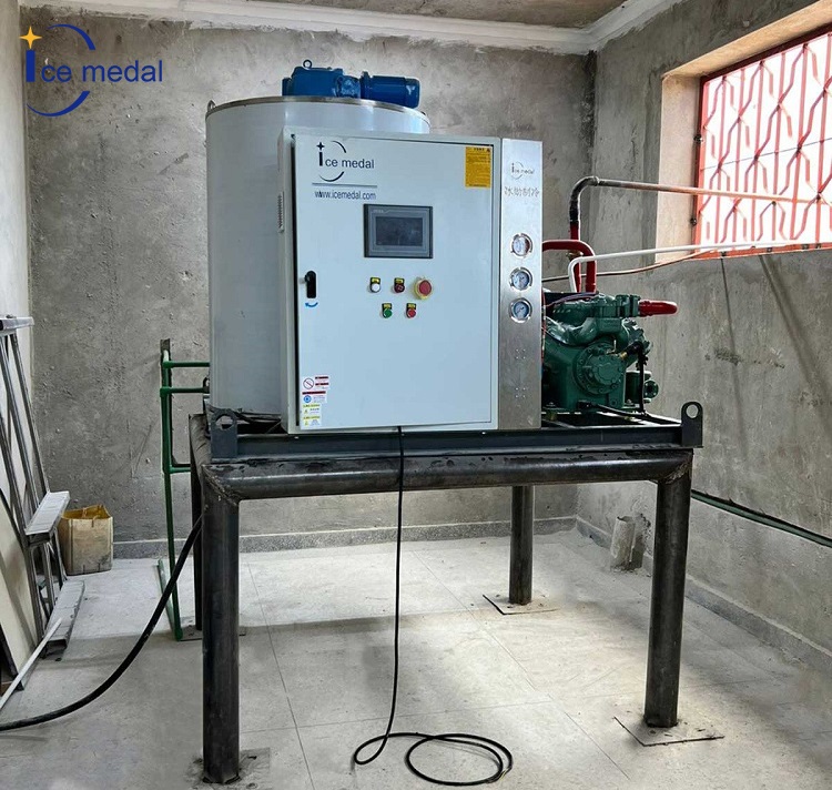 5 ton air cooling flake ice machine at Tanzania fishery