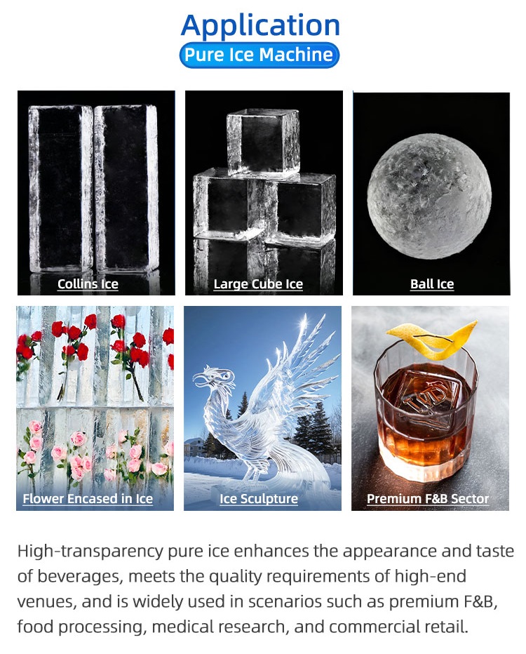 What are the suitable applications for transparent ice?