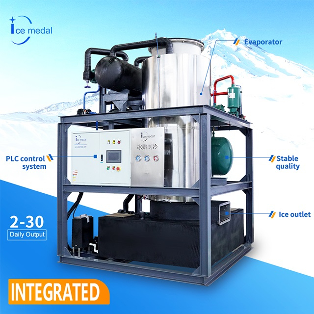 Automatic 20 Tons Per Day Industrial Integrated Ice Tube Maker Machine for Ice Plants