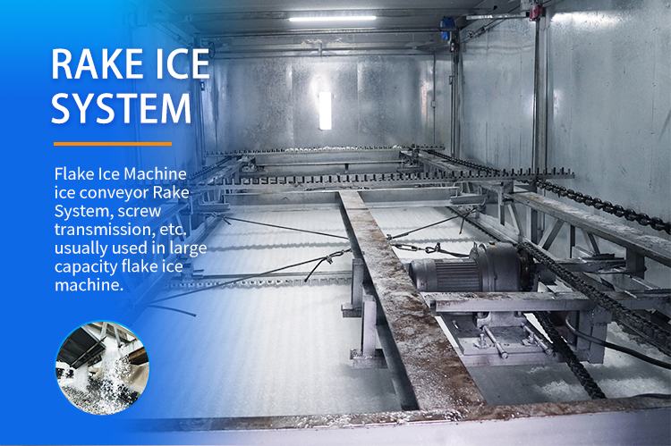 ice-flake-machine-rake-ice-system-storage-bin.jpg Large capacity flake ice machine rake ice system, automatic ice conveyor rake system for industrial ice storage bin