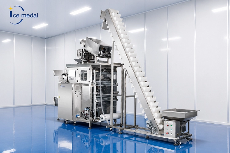 Automatic Cube Ice Bag Packing Machine with Bucket Elevator.webp