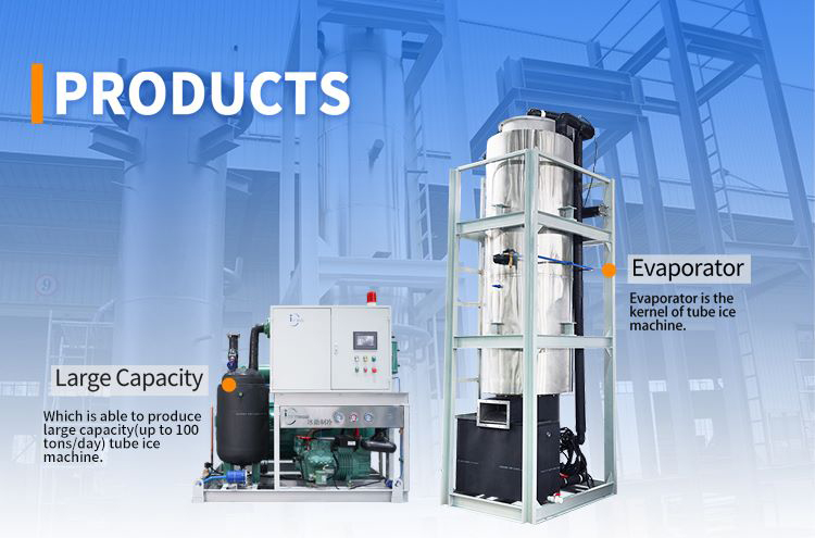 Industrial Tube Ice Machine with Large Capacity Up to 100 Tons/Day - Core Evaporator Design for Commercial Ice Production