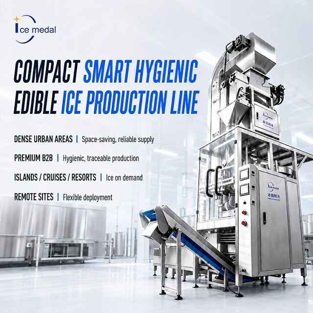 Icemedal compact smart hygienic edible ice production line for ice plant