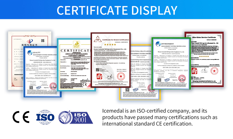 Icemedal CE and ISO certification certificates for ice machine manufacturing