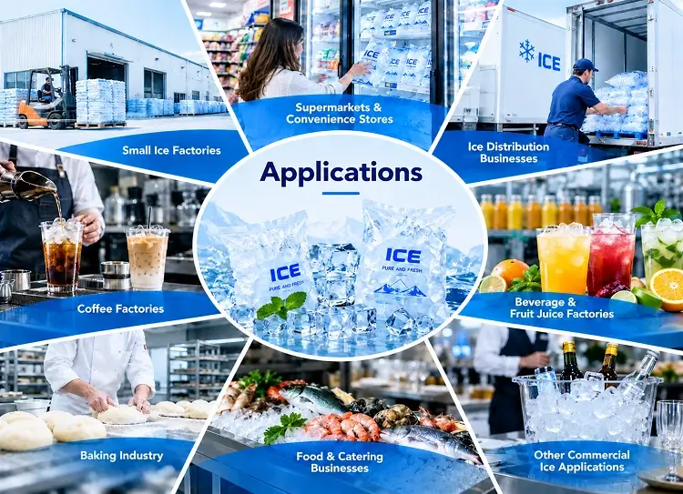 Industrial Cube Ice Machine Application Scenarios for Ice Factory, Beverage & Catering Industry.webp